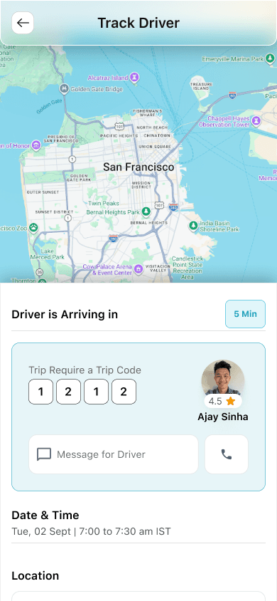 Routes app driver tracking screen